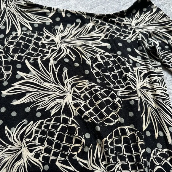 Ava Sky Hawaii Pineapple Print Boat Neck‎ Dress Black/Off-White Size XS - Picture 8 of 9
